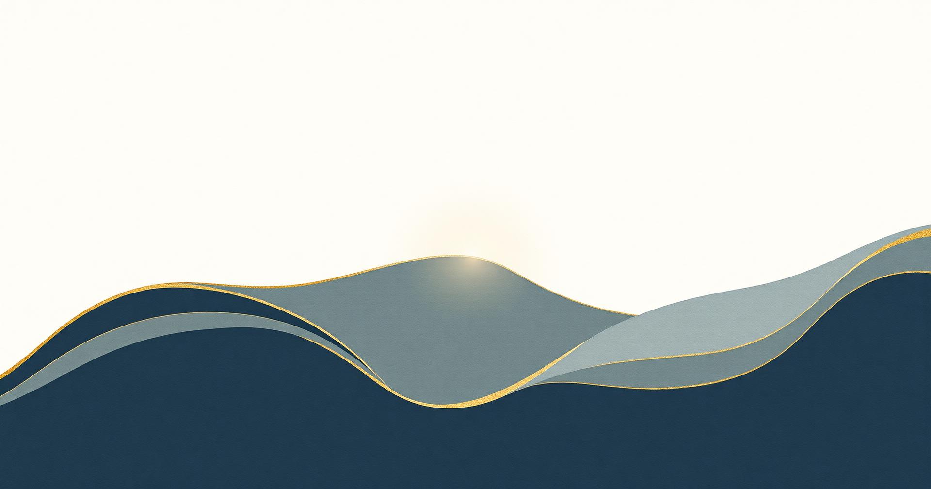 Ilustração editorial abstrata em azul-ardósia e creme com duas formas orgânicas em tensão e ponto de luz dourada, representando a compreensão dos comportamentos interpessoais no TPB