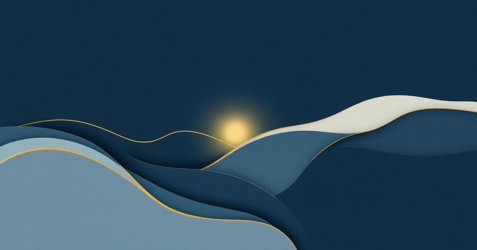 Ilustração editorial abstrata em azul-ardósia e creme com formas orgânicas entrelaçadas e brilho dourado, representando vínculos em relacionamentos atravessados pelo TPB